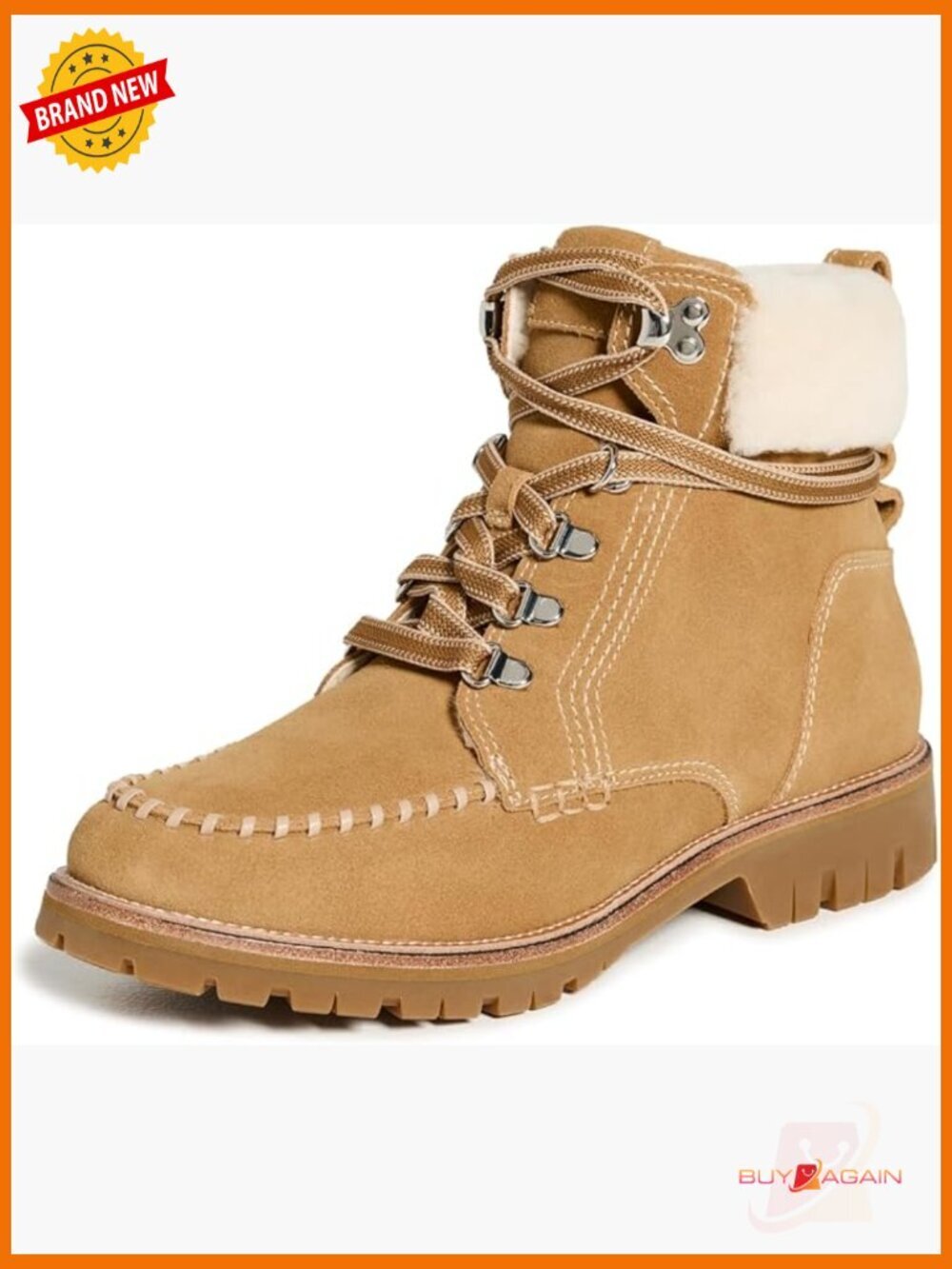 Lace Up Ankle Boots with Chunky Heel - Suede Hiking Boots